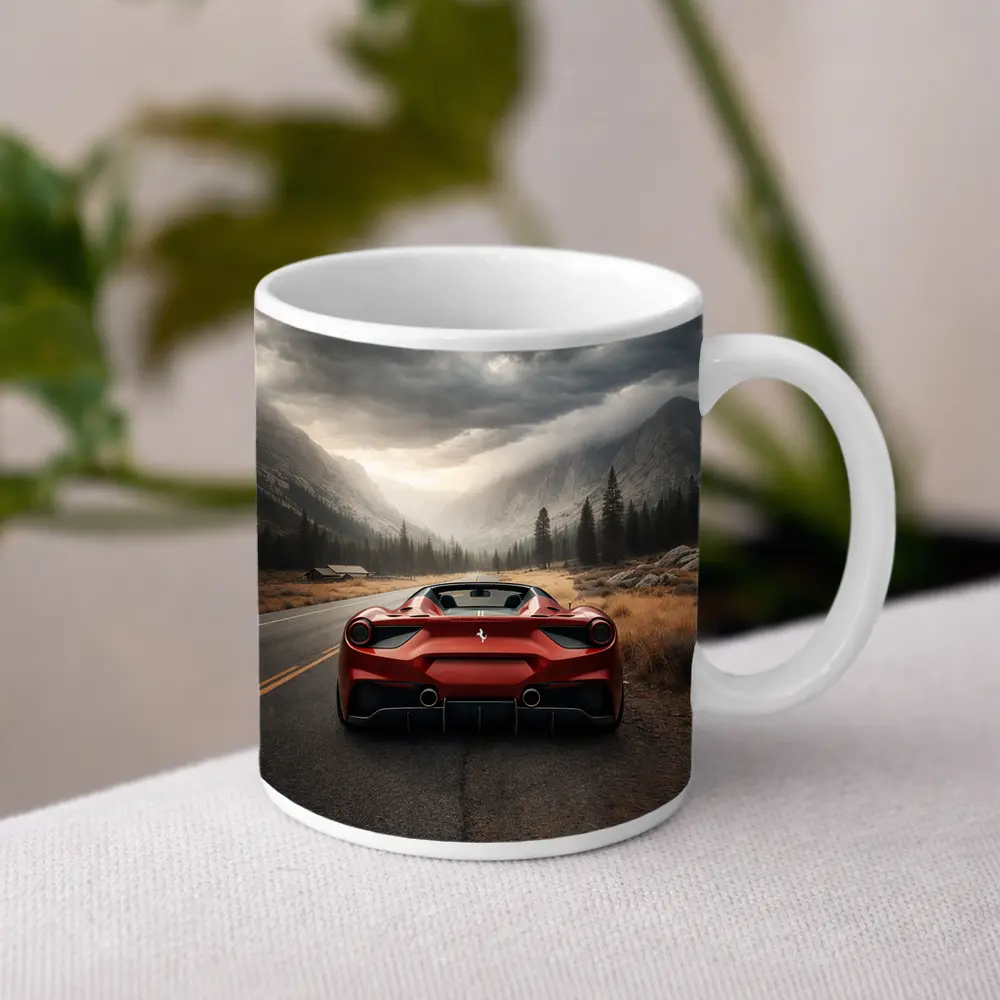 Ferrari 488 Spider Mountain Road Moody Sky – Mugs
