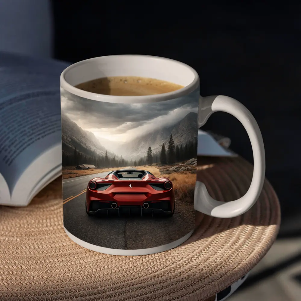 Ferrari 488 Spider Mountain Road Moody Sky – Mugs