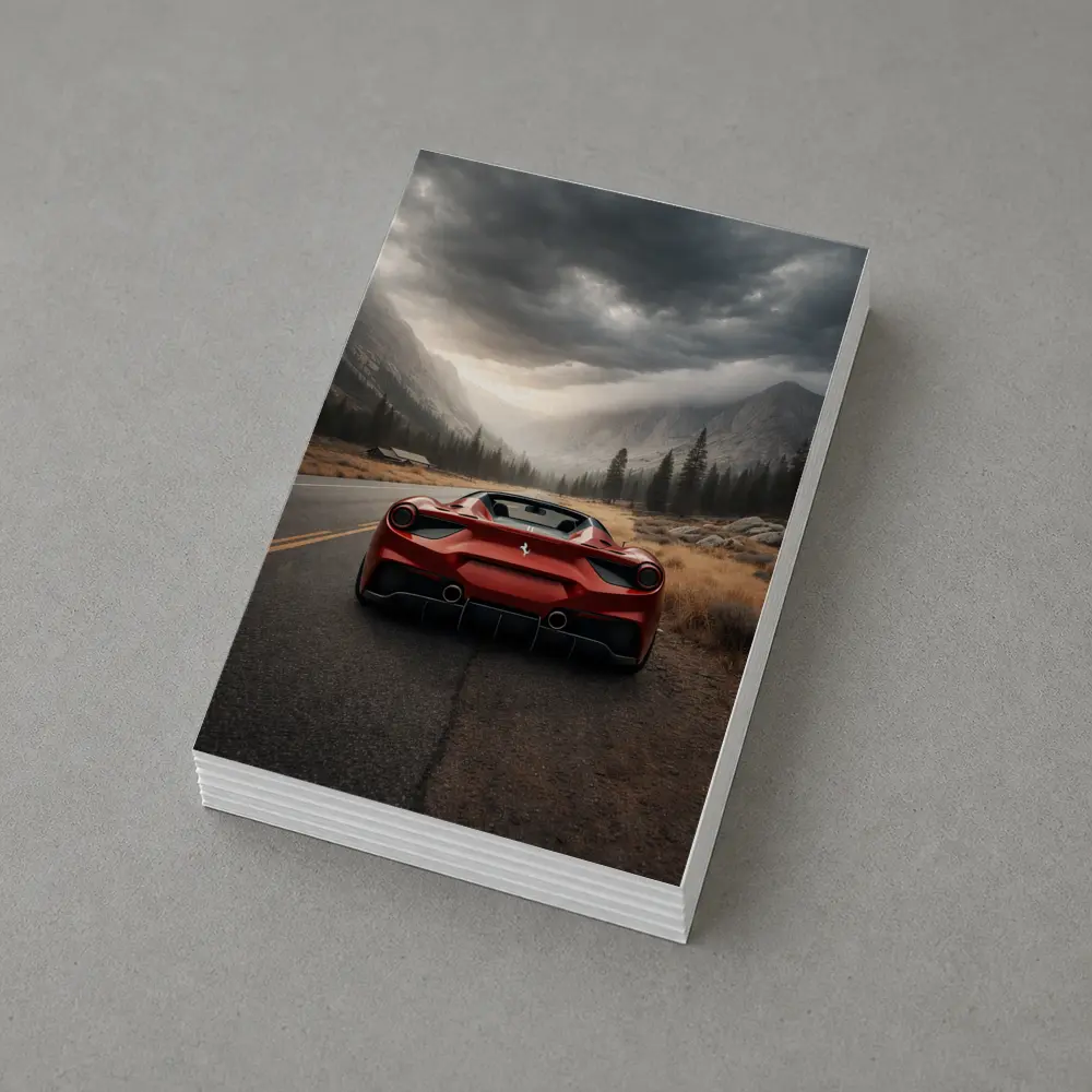 Ferrari 488 Spider Mountain Road Moody Sky – Postcards