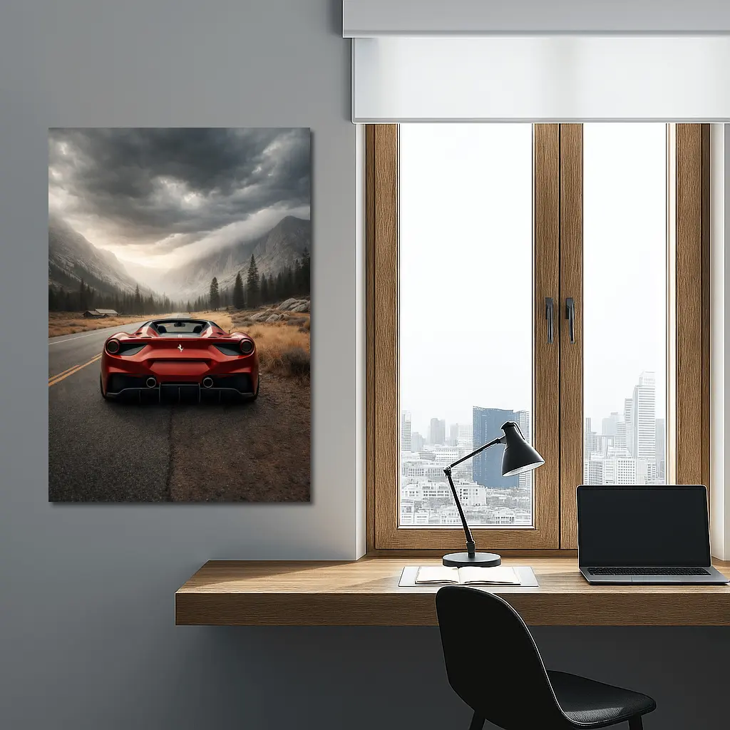Ferrari 488 Spider Mountain Road Moody Sky – Wall Art