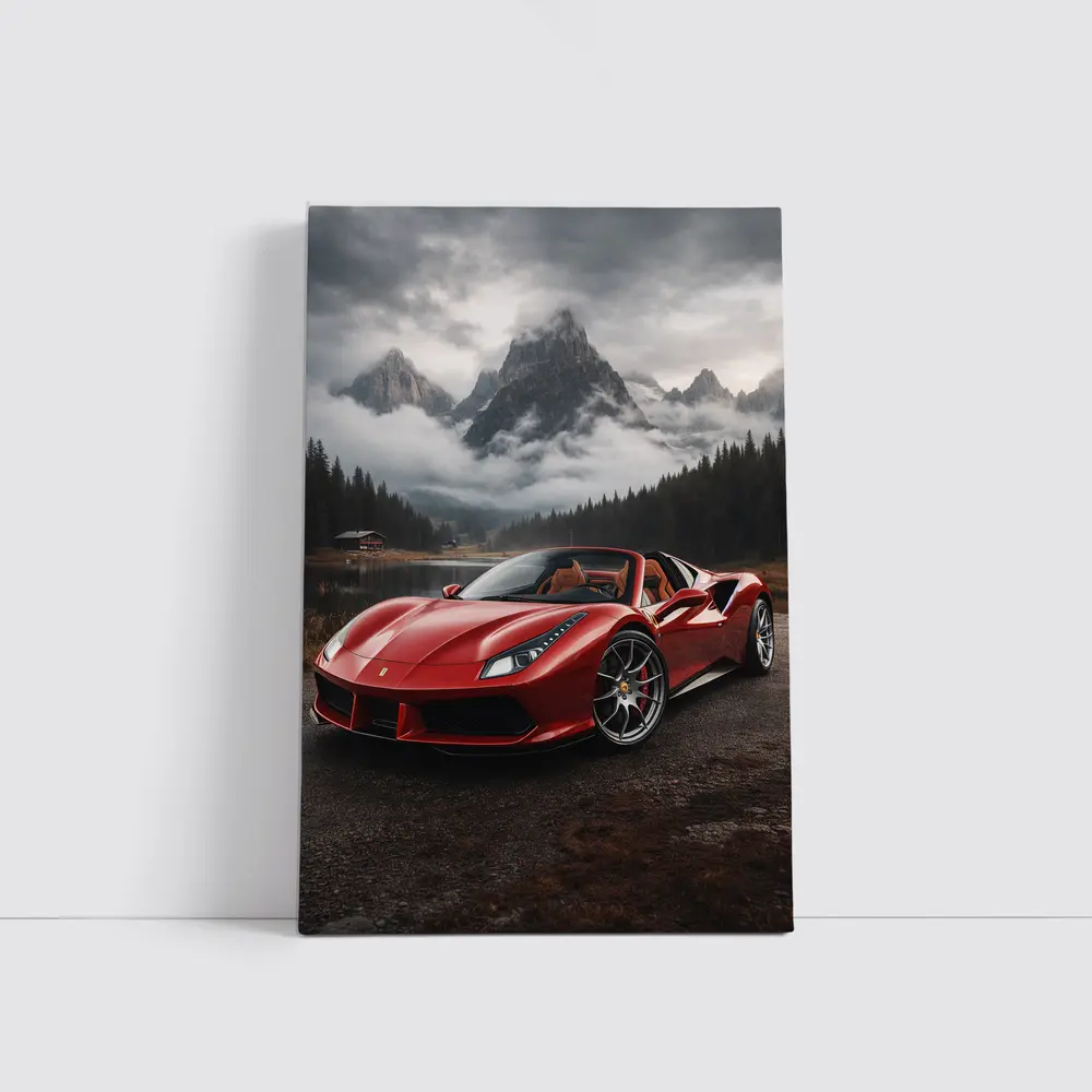 Ferrari 488 Spider Red Mountain Lake – Wall Art