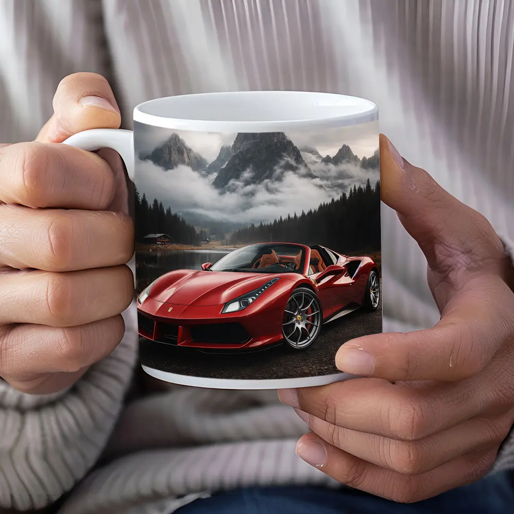 Ferrari 488 Spider Red Mountain Lake – Mugs