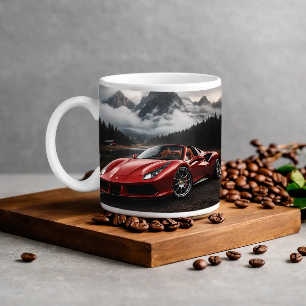 Ferrari 488 Spider Red Mountain Lake – Mugs