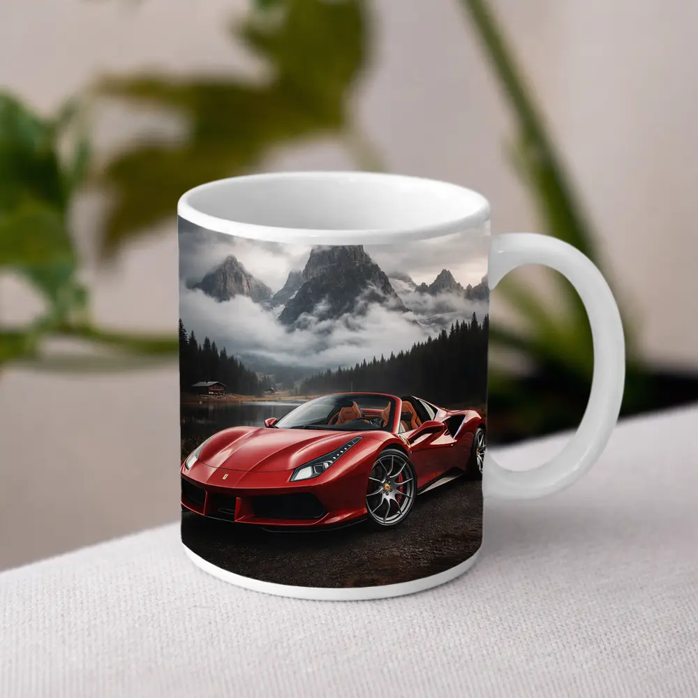 Ferrari 488 Spider Red Mountain Lake – Mugs