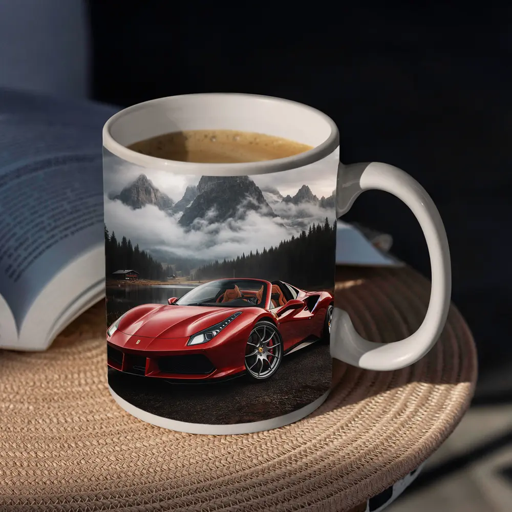 Ferrari 488 Spider Red Mountain Lake – Mugs