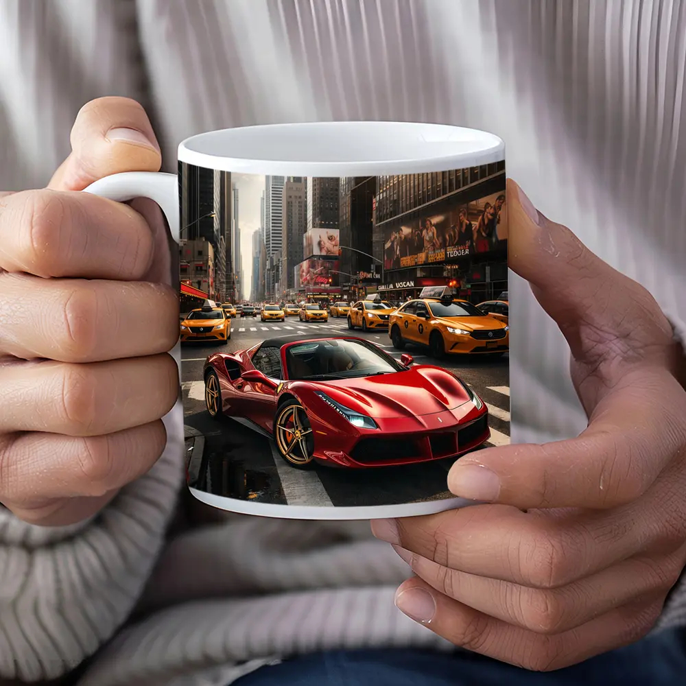 Ferrari 488 GTB Red New York City Street – Mugs