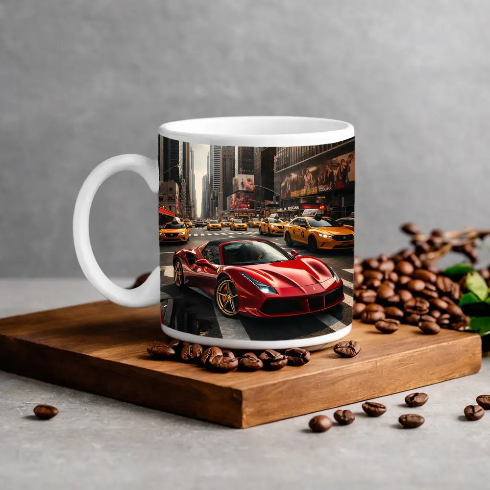 Ferrari 488 GTB Red New York City Street – Mugs