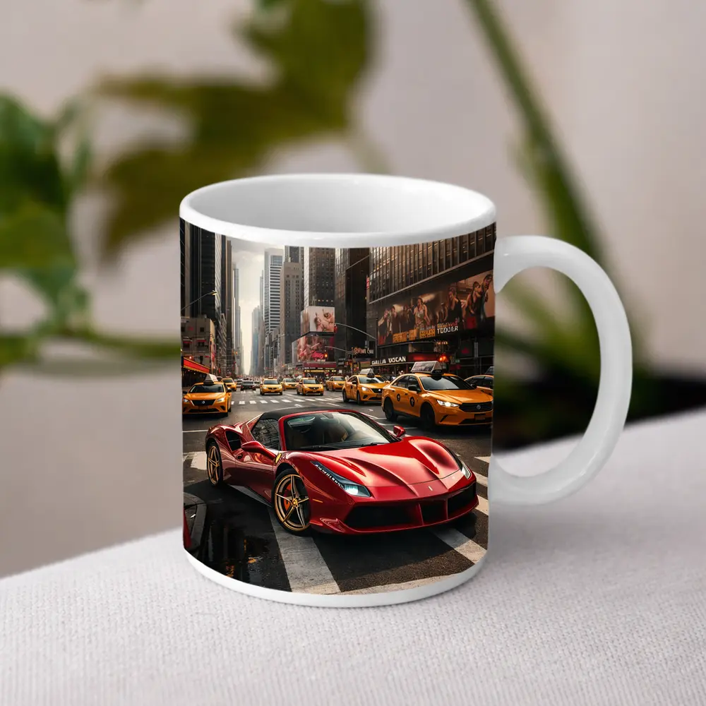 Ferrari 488 GTB Red New York City Street – Mugs