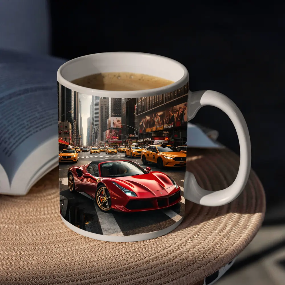 Ferrari 488 GTB Red New York City Street – Mugs