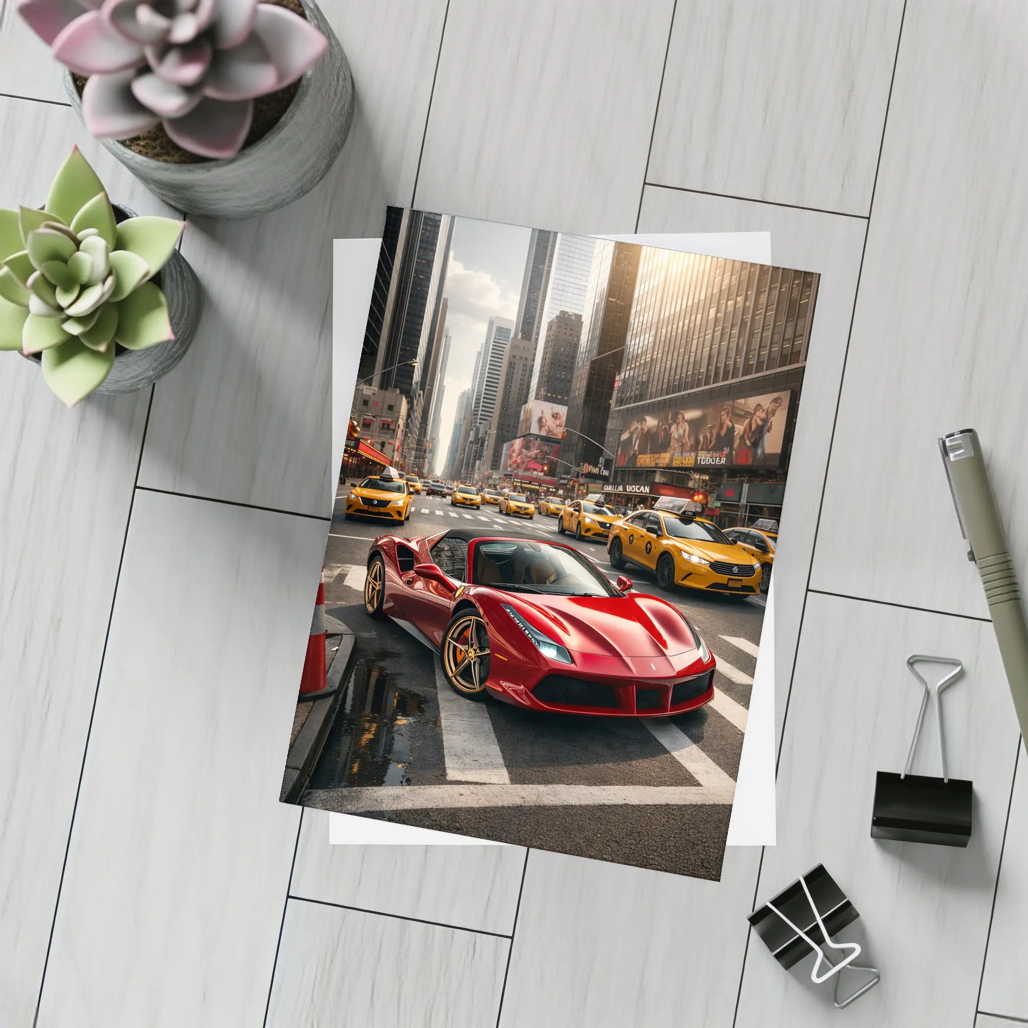 Ferrari 488 GTB Red New York City Street – Postcards