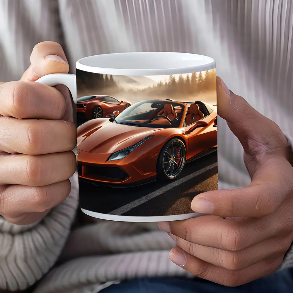 Ferrari 488 Spider Orange Misty Mountain Road – Mugs