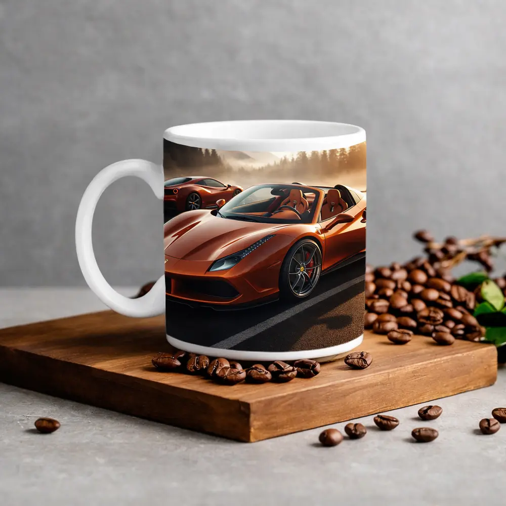 Ferrari 488 Spider Orange Misty Mountain Road – Mugs