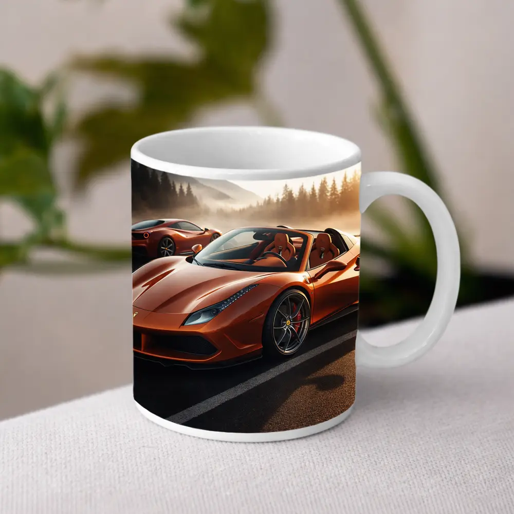 Ferrari 488 Spider Orange Misty Mountain Road – Mugs