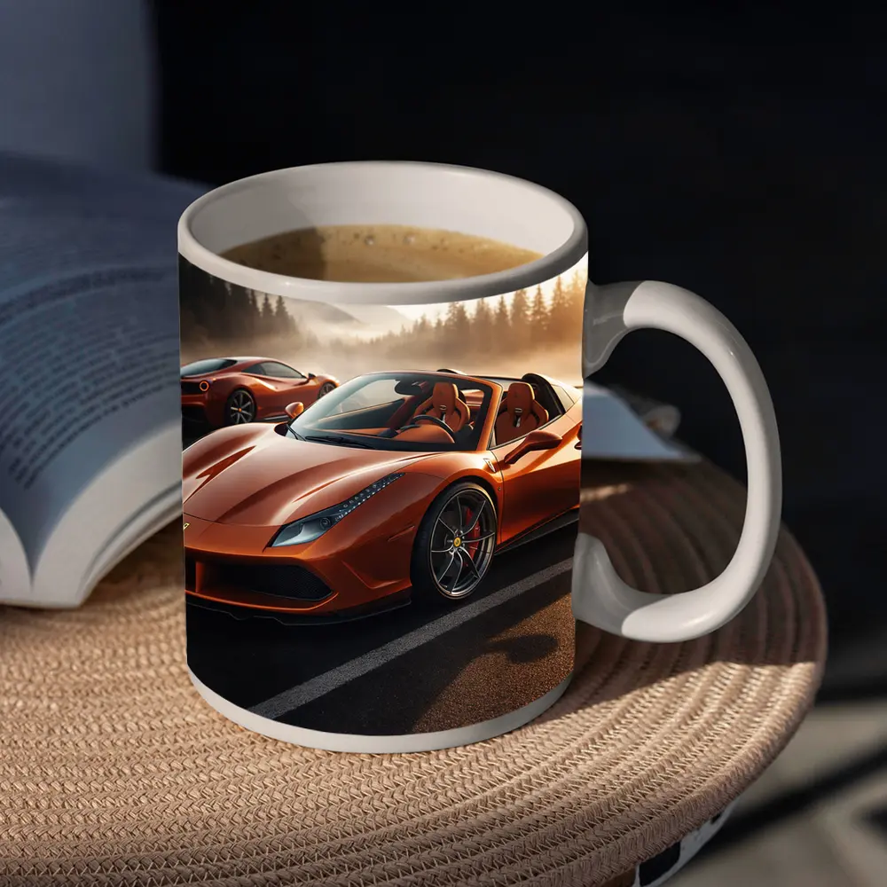 Ferrari 488 Spider Orange Misty Mountain Road – Mugs