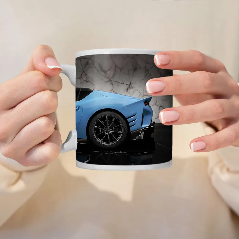 Ferrari 812 Competizione Blue Marble Background – Mugs
