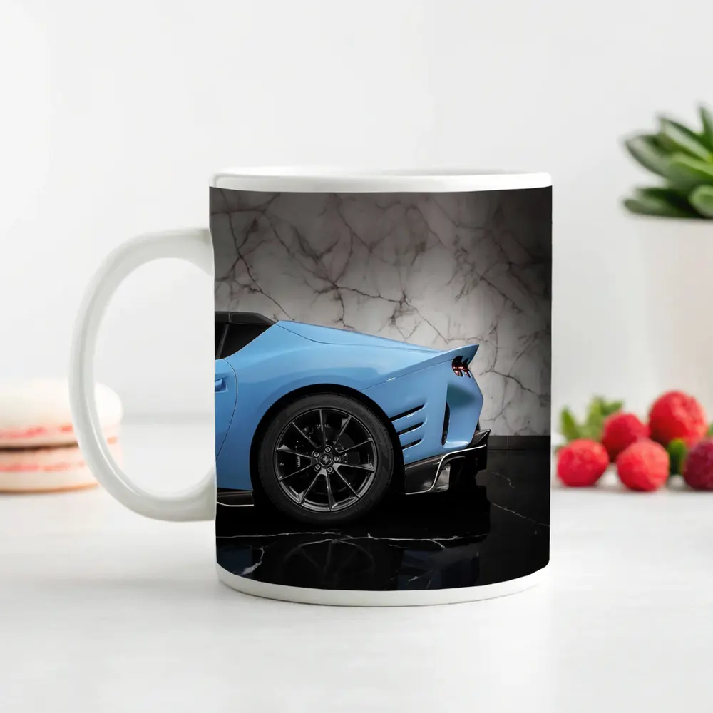 Ferrari 812 Competizione Blue Marble Background – Mugs