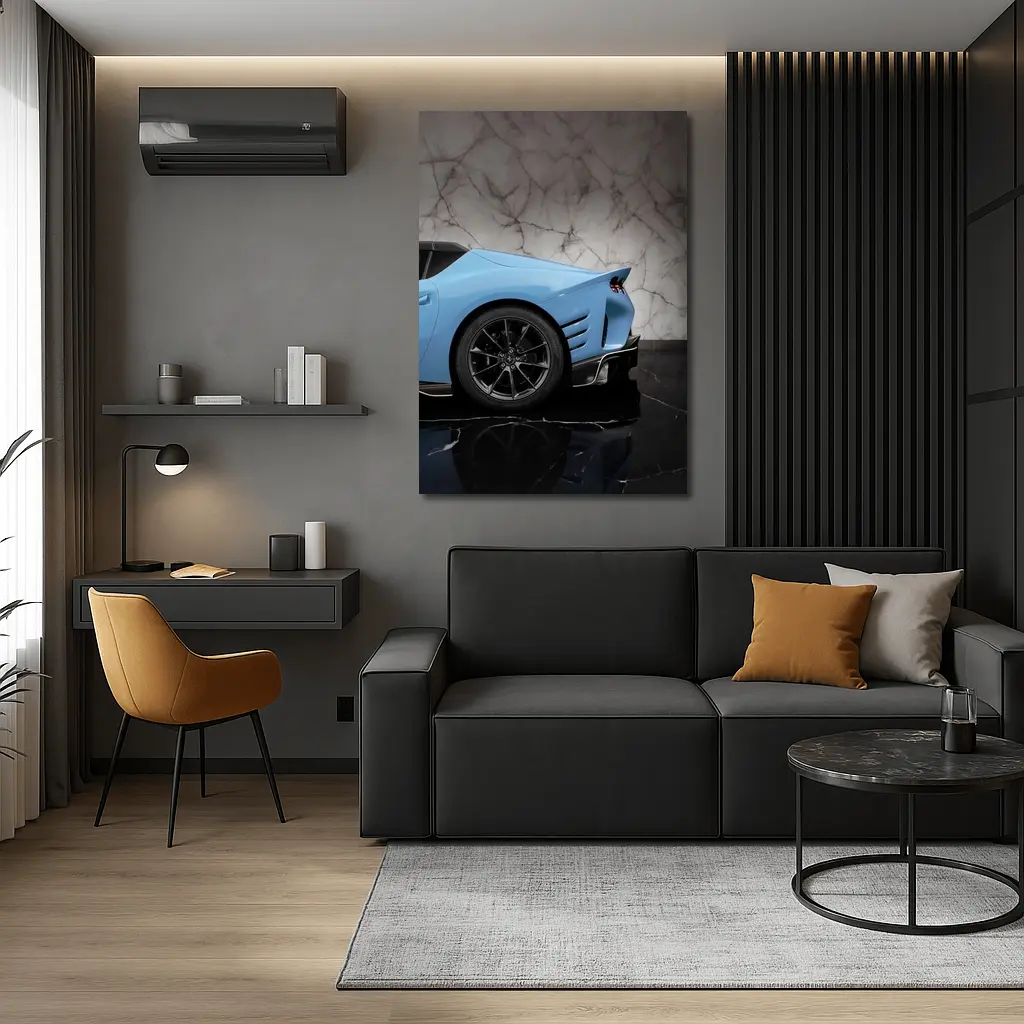Ferrari 812 Competizione Blue Marble Background – Wall Art