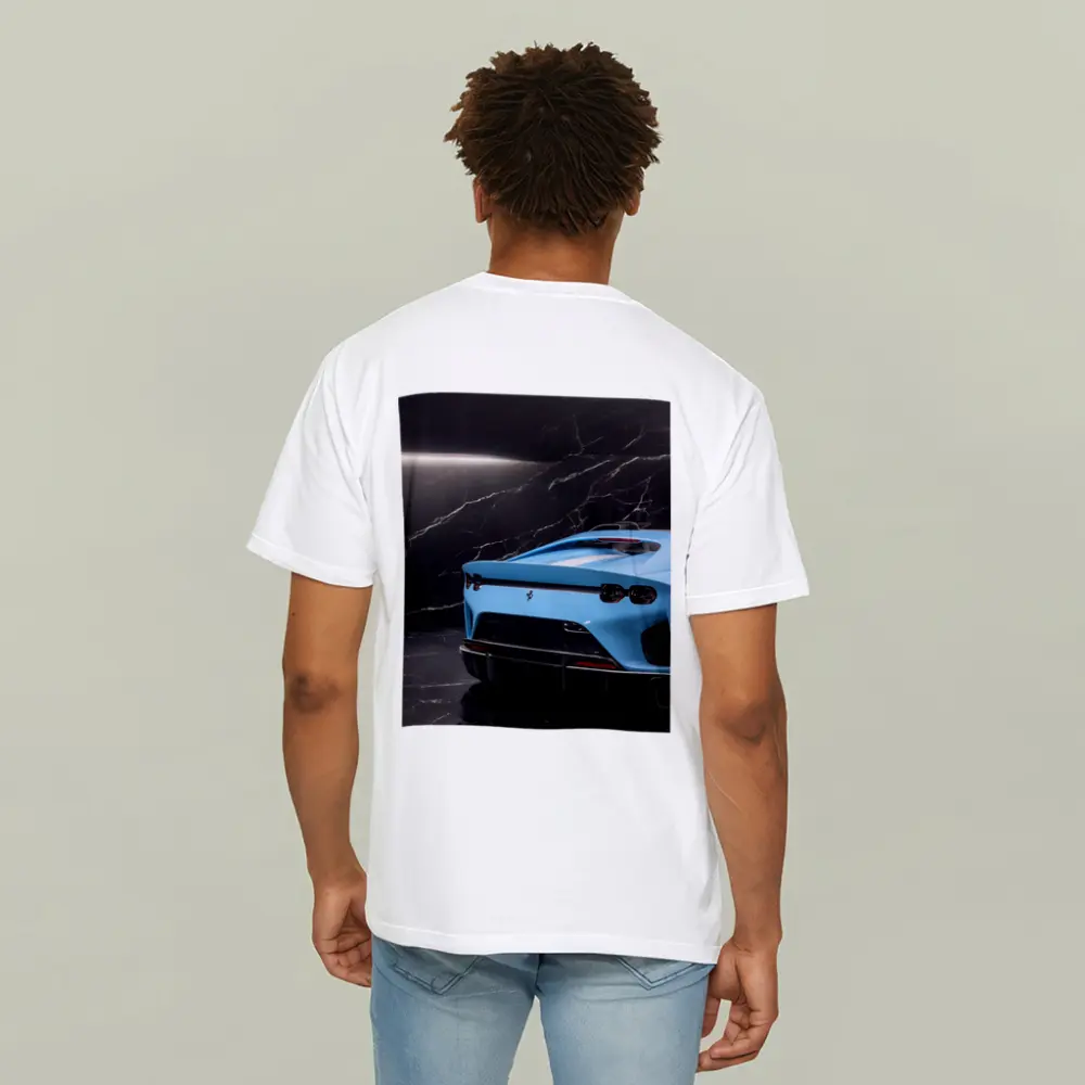 Ferrari 812 Competizione Blue Marble Background – T-Shirts