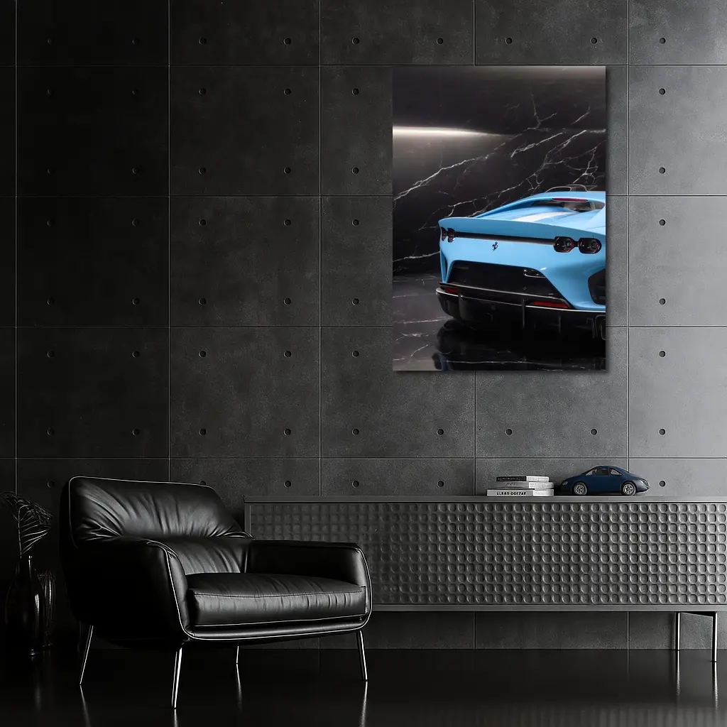 Ferrari 812 Competizione Blue Marble Background – Wall Art
