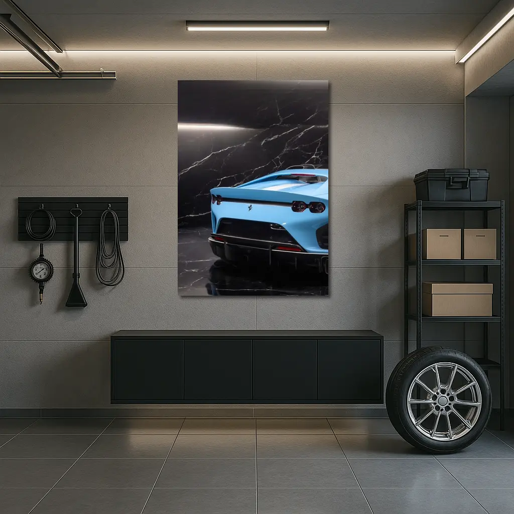 Ferrari 812 Competizione Blue Marble Background – Wall Art