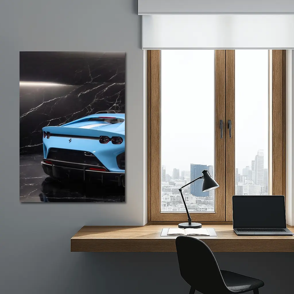 Ferrari 812 Competizione Blue Marble Background – Wall Art