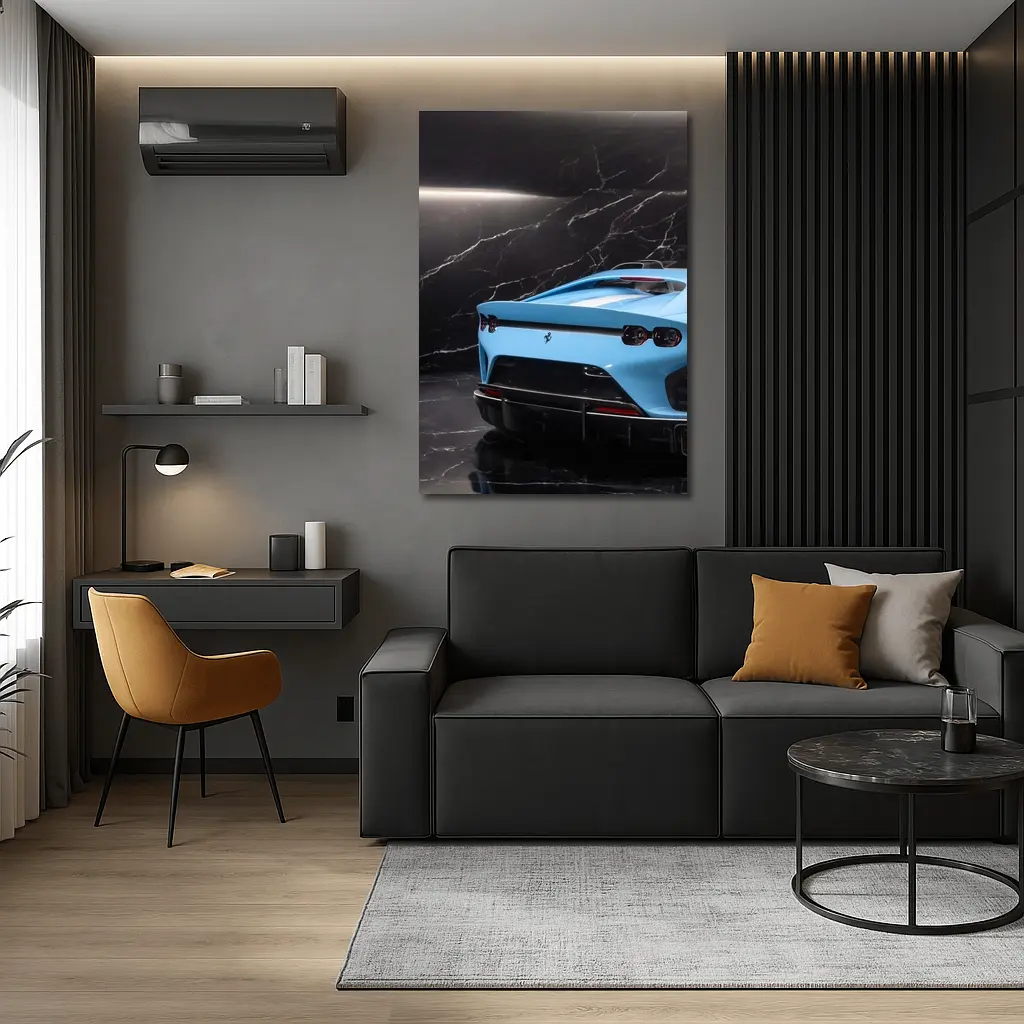 Ferrari 812 Competizione Blue Marble Background – Wall Art