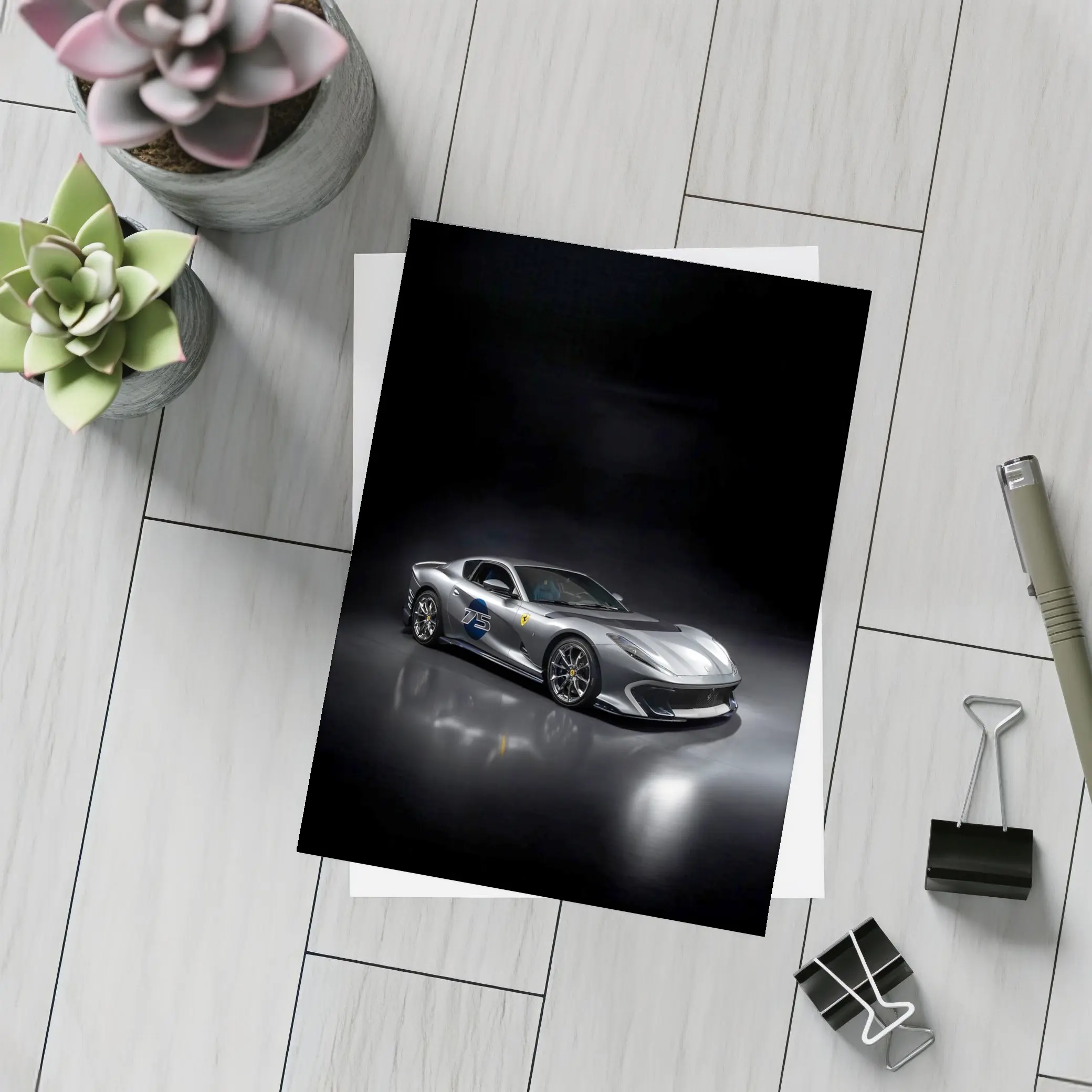 Ferrari 812 Competizione Silver Dark Studio – Postcards