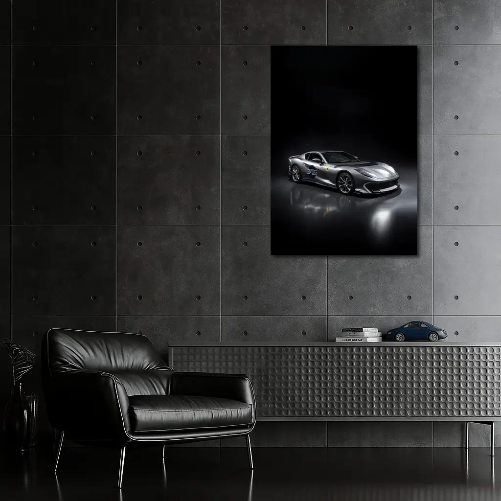 Ferrari 812 Competizione Silver Dark Studio – Wall Art