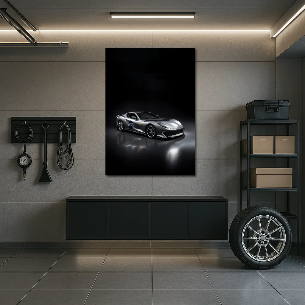 Ferrari 812 Competizione Silver Dark Studio – Wall Art