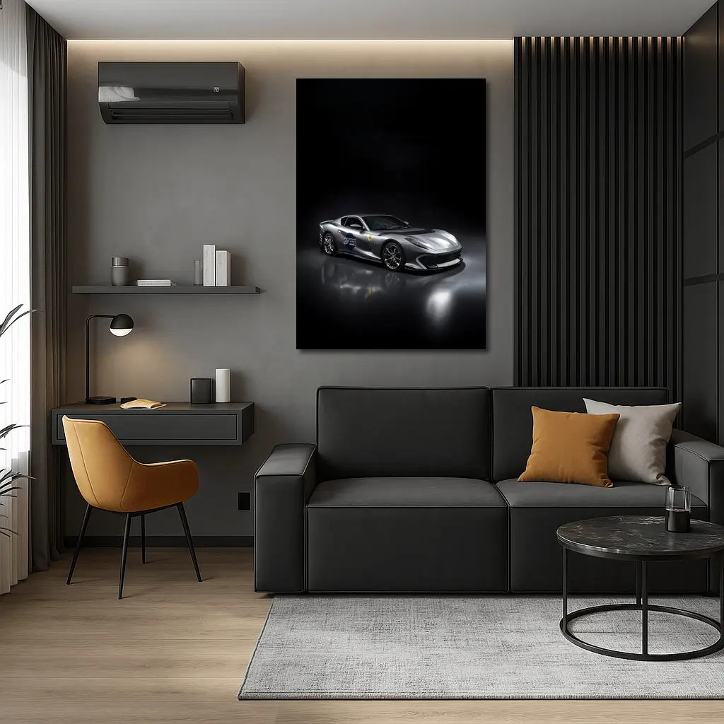 Ferrari 812 Competizione Silver Dark Studio – Wall Art