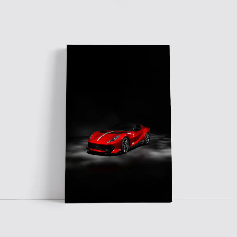 Ferrari 812 Competizione Red on Dark Background – Wall Art