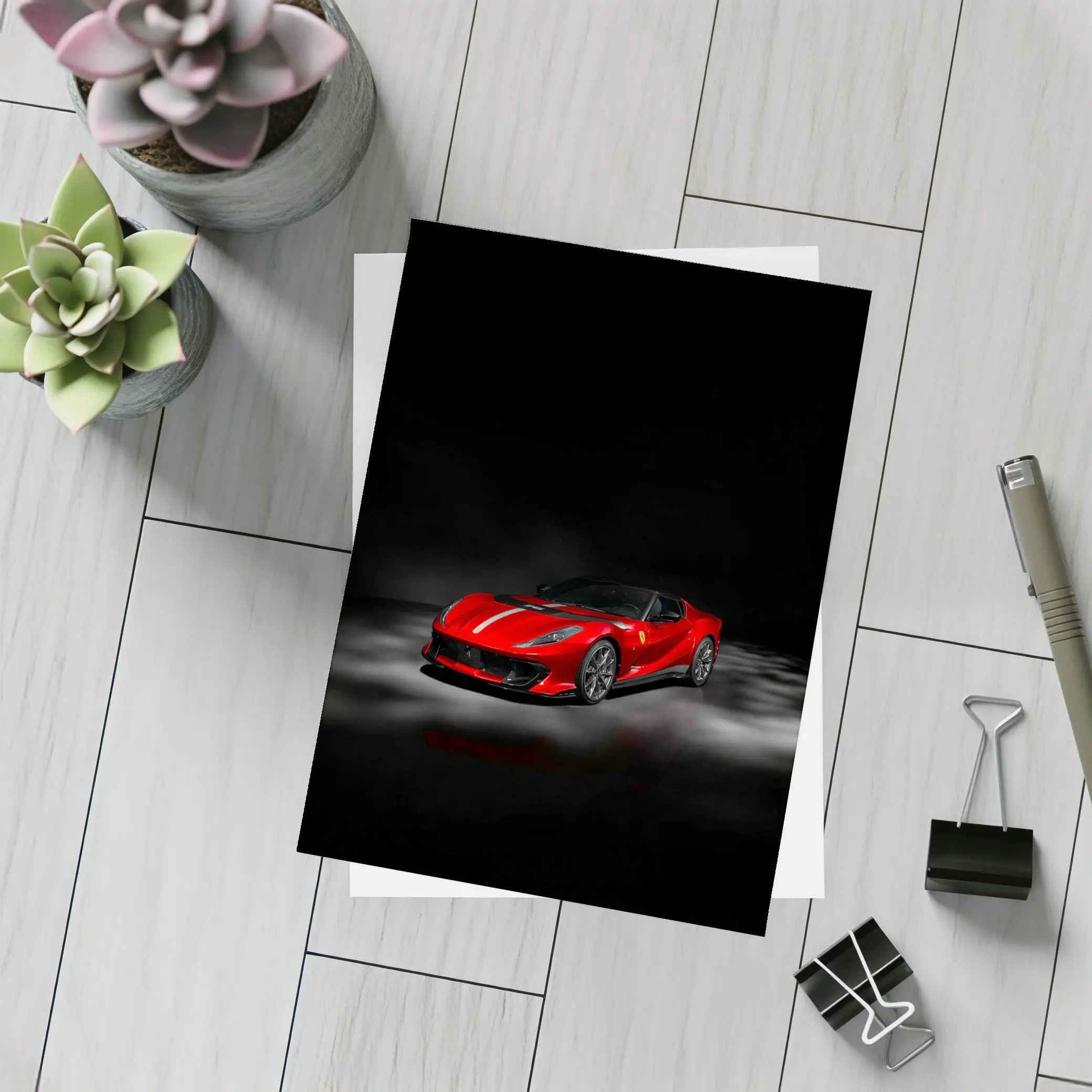 Ferrari 812 Competizione Red on Dark Background – Postcards