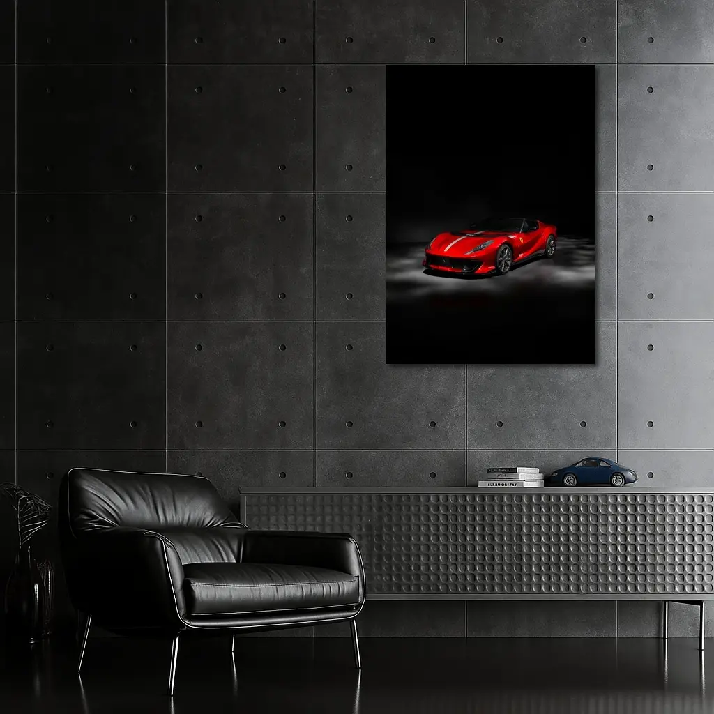 Ferrari 812 Competizione Red on Dark Background – Wall Art