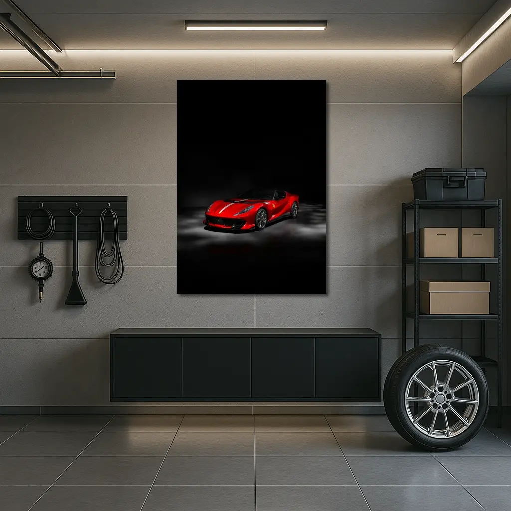 Ferrari 812 Competizione Red on Dark Background – Wall Art