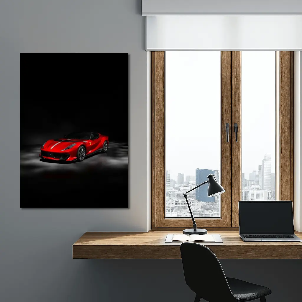 Ferrari 812 Competizione Red on Dark Background – Wall Art