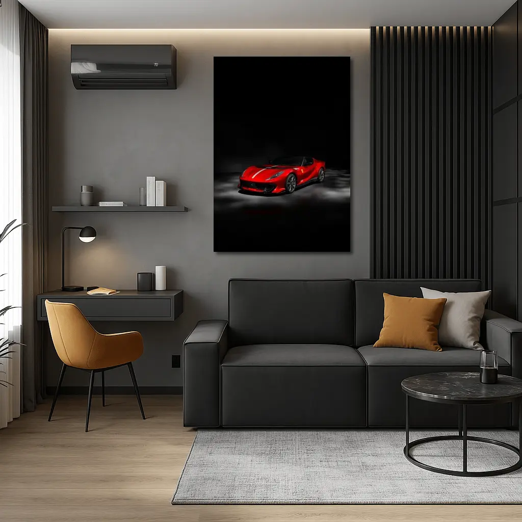 Ferrari 812 Competizione Red on Dark Background – Wall Art