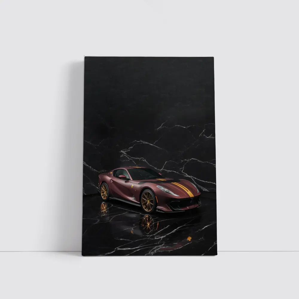 Ferrari 812 Competizione Dark Marble Background – Wall Art