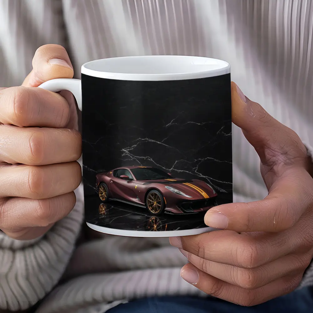 Ferrari 812 Competizione Dark Marble Background – Mugs