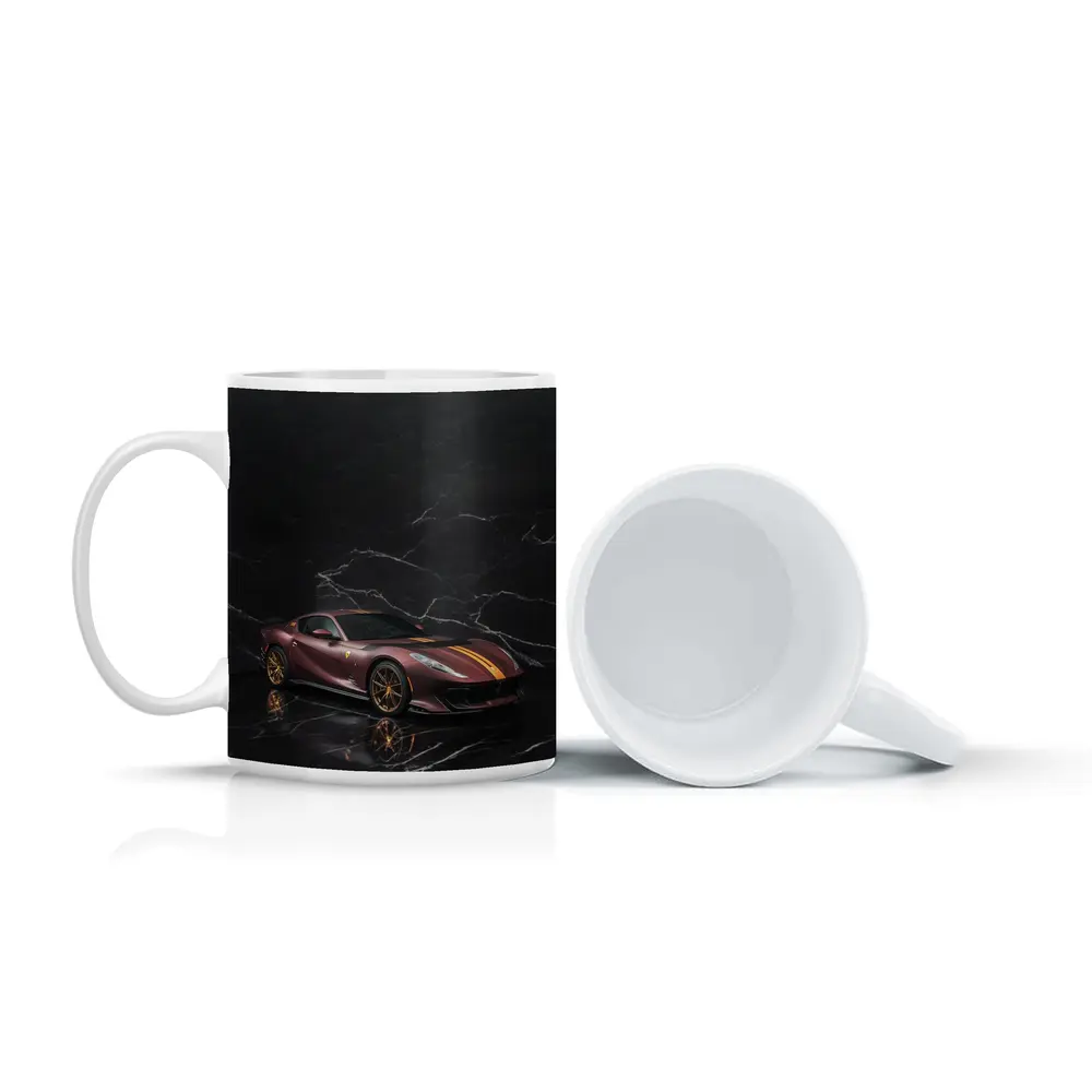 Ferrari 812 Competizione Dark Marble Background – Mugs