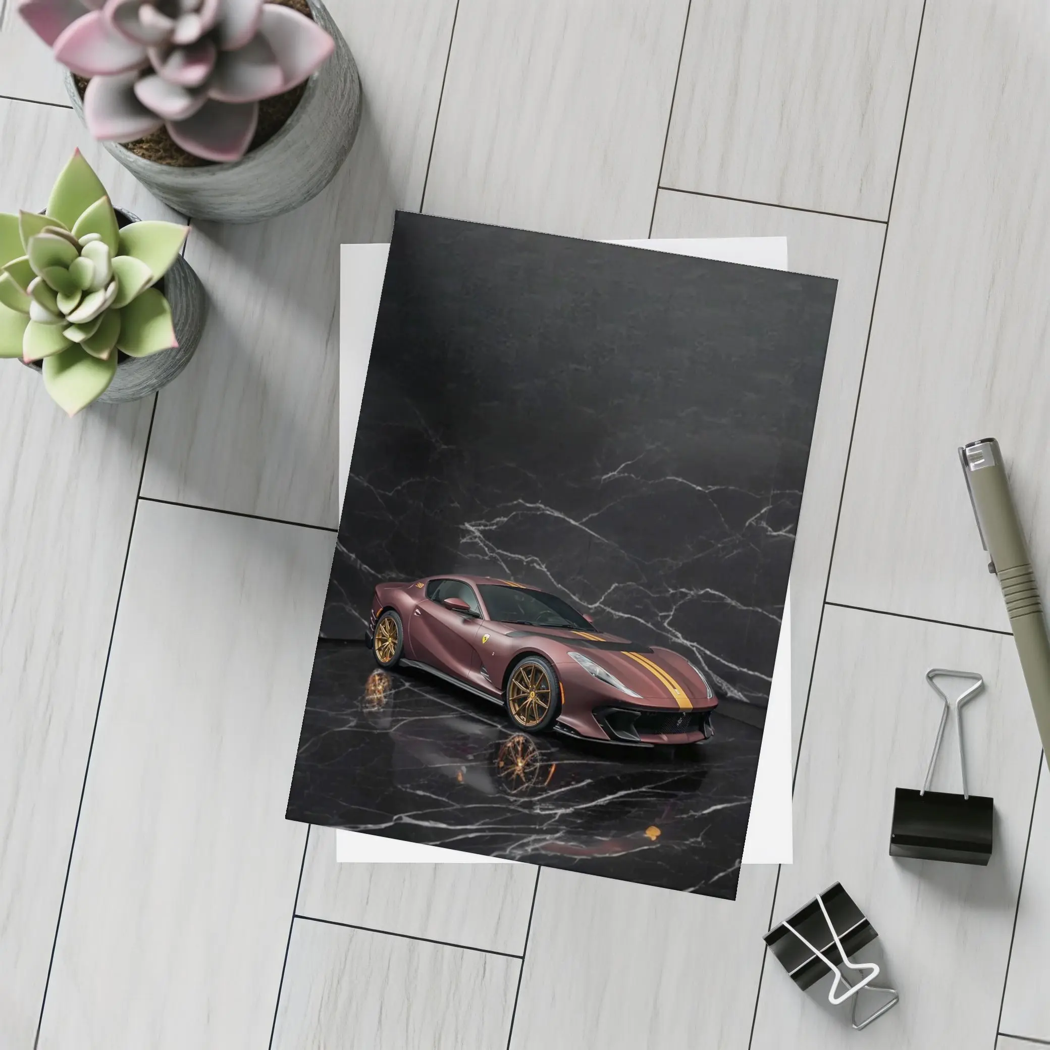Ferrari 812 Competizione Dark Marble Background – Postcards