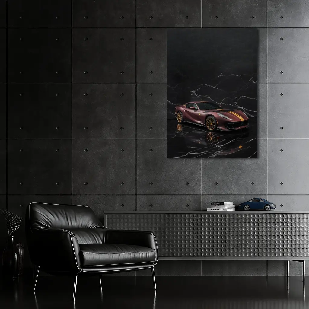 Ferrari 812 Competizione Dark Marble Background – Wall Art