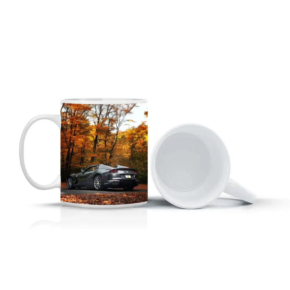 Ferrari 812 GTS Gray Autumn Forest Road – Mugs