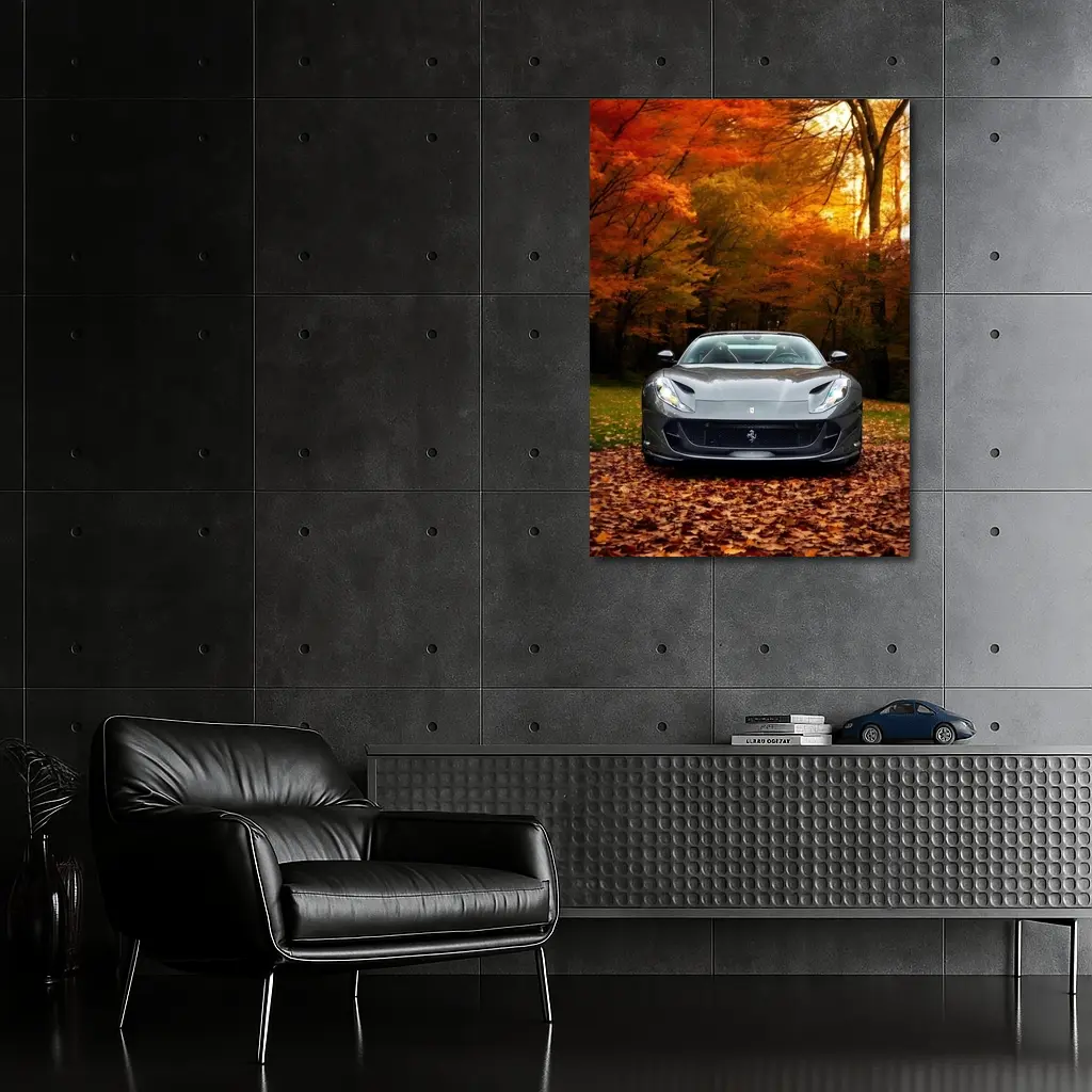 Ferrari 812 GTS Gray Autumn Forest – Wall Art
