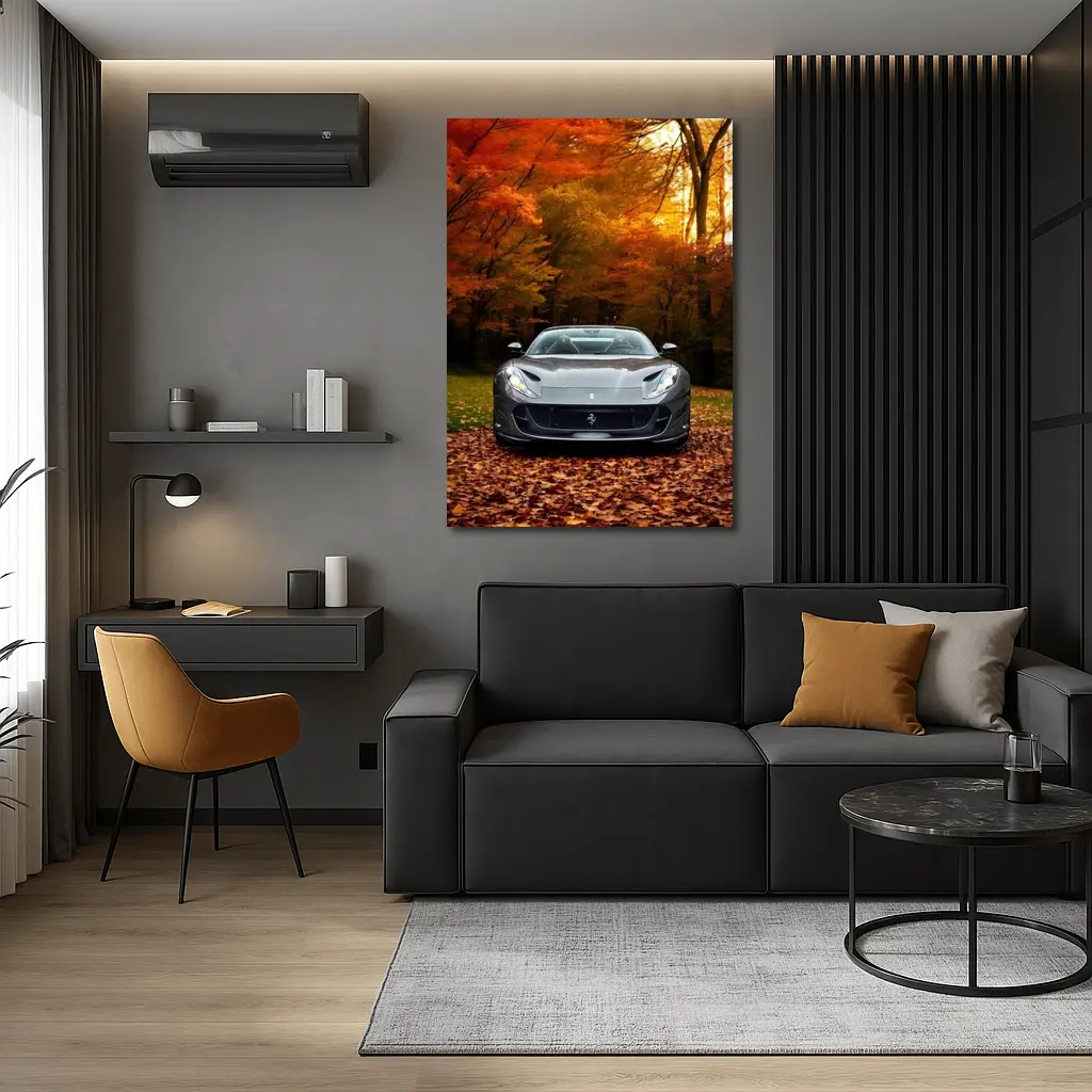 Ferrari 812 GTS Gray Autumn Forest – Wall Art