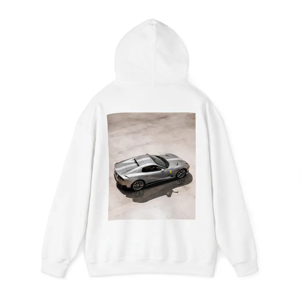Ferrari 812 GTS Silver Parking Lot Overhead – Hoodies