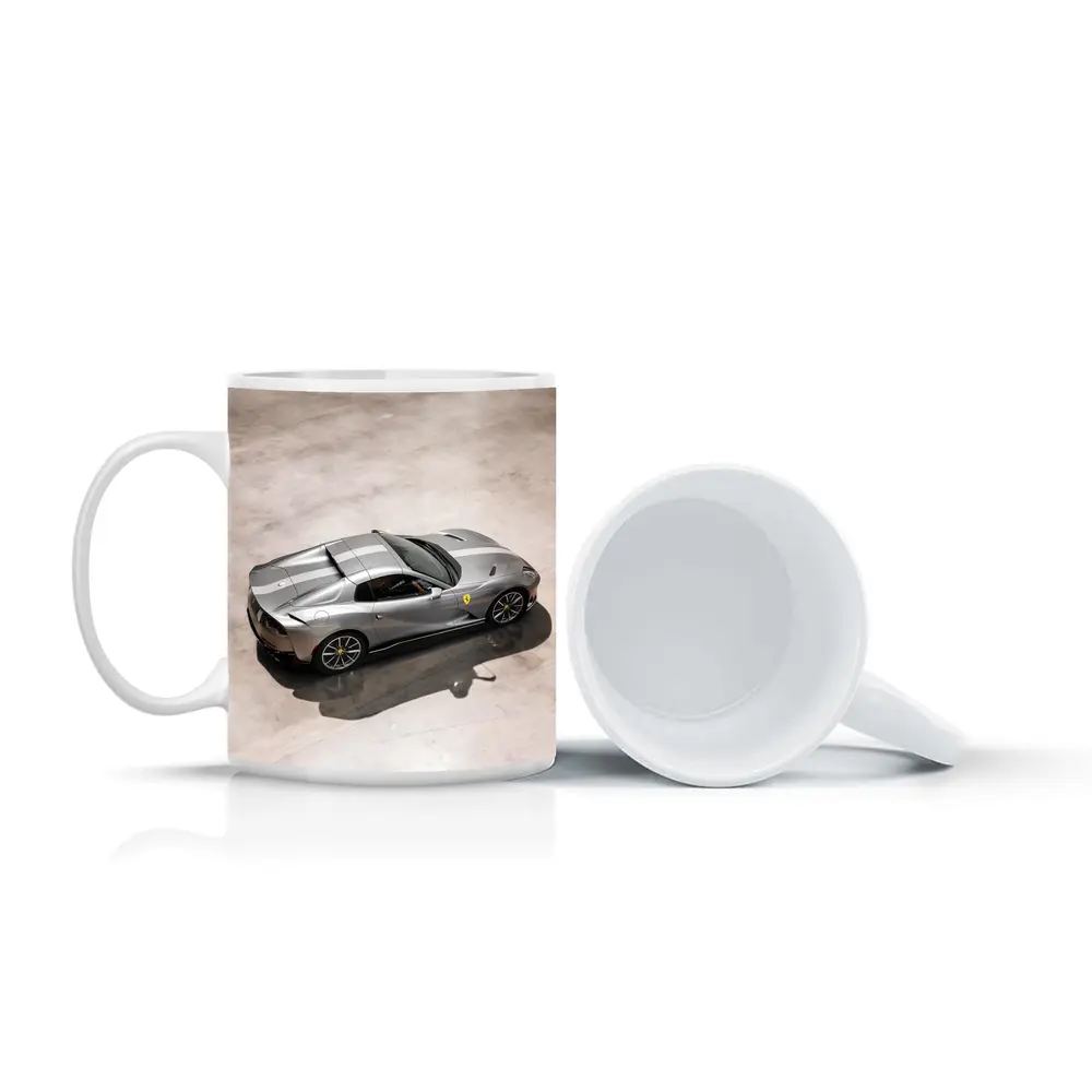 Ferrari 812 GTS Silver Parking Lot Overhead – Mugs