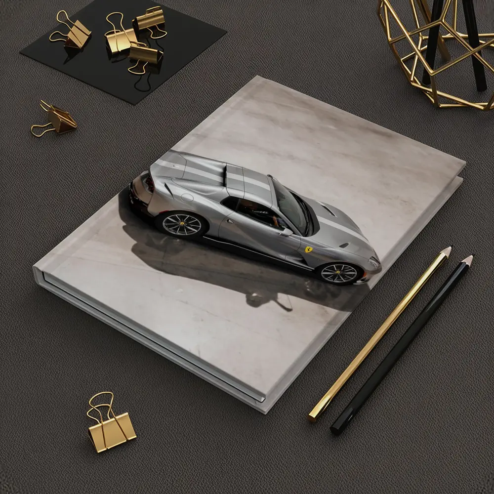 Ferrari 812 GTS Silver Parking Lot Overhead – Notebooks