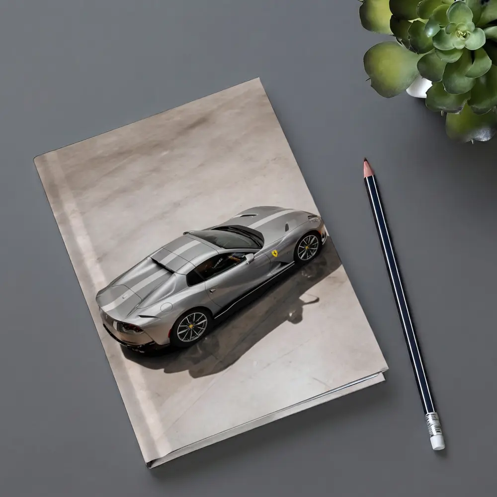 Ferrari 812 GTS Silver Parking Lot Overhead – Notebooks