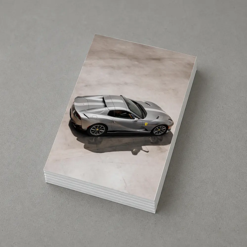 Ferrari 812 GTS Silver Parking Lot Overhead – Postcards