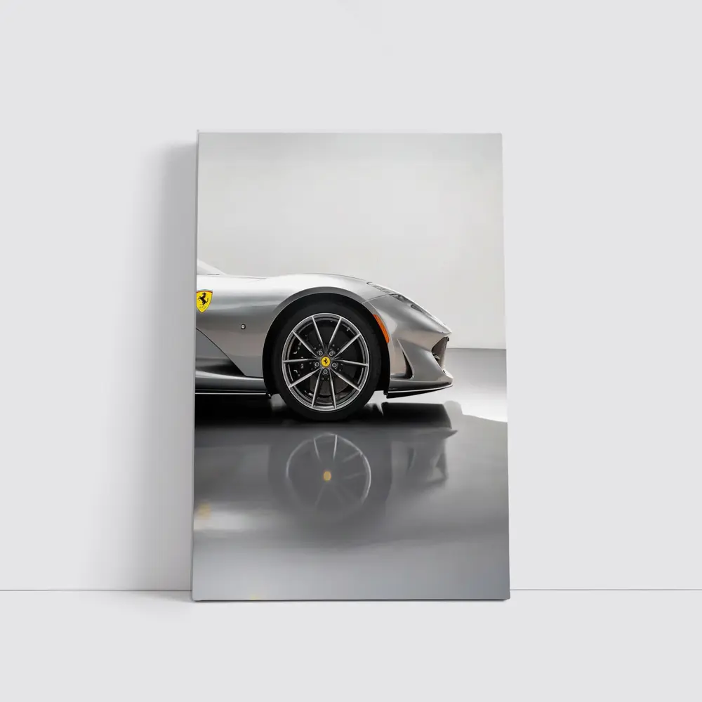 Ferrari 812 GTS Silver Studio Close Up – Wall Art